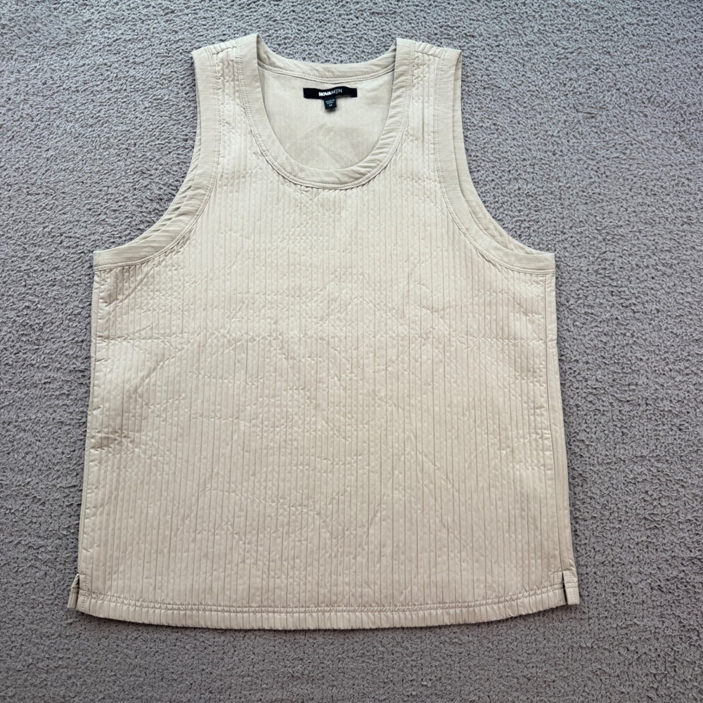 Fashion Nova Men Tan Quilted Tank Top Sleeveless Shirt Size Medium 6138
